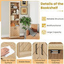 71 Inch 6-Tier Tall Bookshelf with Double Doors 4 Open Cubes-Oak by LJGDeals