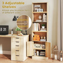 71 Inch 6-Tier Tall Bookshelf with Double Doors 4 Open Cubes-Oak by LJGDeals