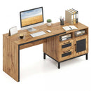 71-Inch Computer Table with Open Compartments and Drawers by LJGDeals