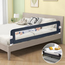 71-Inch Foldable Bed Rail Swing Down Baby Bed Guard Rail with Adjustable Safety Strap-Blue