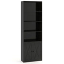 71 Inch Freestanding Bookshelf with 6 Shelves and 2-Door Cabinet-Black