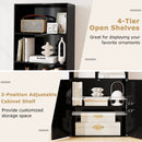 71 Inch Freestanding Bookshelf with 6 Shelves and 2-Door Cabinet-Black