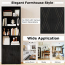 71 Inch Freestanding Bookshelf with 6 Shelves and 2-Door Cabinet-Black