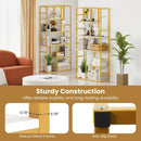 71 Inch Tall Bookshelf Metal Frame 5-Tier Geometric Bookcase-White & Golden by LJGDeals