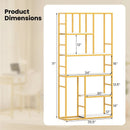 71 Inch Tall Bookshelf Metal Frame 5-Tier Geometric Bookcase-White & Golden by LJGDeals