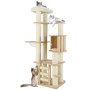 71 Inch Tall Cat Tree Wooden Cat Tower with Cozy Perch Condo Space Capsule-Natural by DirectDeals