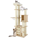 71 Inch Tall Cat Tree Wooden Cat Tower with Cozy Perch Condo Space Capsule-Natural by LJGDeals