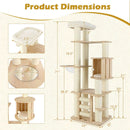 71 Inch Tall Cat Tree Wooden Cat Tower with Cozy Perch Condo Space Capsule-Natural by LJGDeals