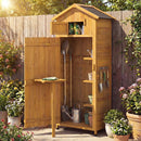 70 Inch Tall Garden Tool Storage Cabinet with Lockable Doors and Foldable Table by LJGDeals