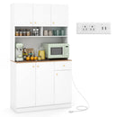 71 Inch Tall Pantry Cabinet with Outlets for Dining Room-White by LJGDeals