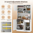71 Inch Tall Pantry Cabinet with Outlets for Dining Room-White by LJGDeals