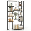 71 Inch Tall Vintage Geometric Bookshelf 12 Open Shelves-Walnut by LJGDeals