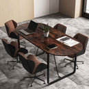 71 Inches Executive Table Oval Home Office Table with Cable Management Hole-Rustic Brown by LJGDeals