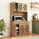 71 Inches Pantry Cabinet with Hutch and Charging Station-Natural by LJGDeals