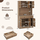 71 Inches Pantry Cabinet with Hutch and Charging Station-Natural by LJGDeals