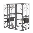 71 Inches Tall Outdoor Wooden Cat House with Weatherproof Asphalt Roof-Gray by DirectDeals