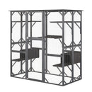 71 Inches Tall Outdoor Wooden Cat House with Weatherproof Asphalt Roof-Gray by DirectDeals