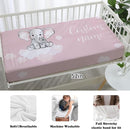 Custom Nursery Crib Bedding Set: Personalized Name 4 Piece Starry Sky Elephant Design Baby Crib Sets for Girls - Toddler Double Layer Blanket Set, Comfortable Crib Bed Sheets for Baby Toddlers by TinyTreasures Baby Boutique