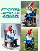 Solar Garden Gnome Statues Resin Gnome Figurines Sitting on Rocking Chair Outdoor Telescope Gnome Gifts for Yard, Patio Decor Gift by GreenHaven Gardens
