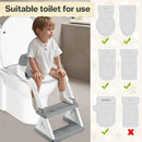 2 In 1 Potty Training Toilet Seat & Toddler Step Stool, Bottom Triangle Stability Toddler Toilet Seat, Adjustable Step & Seat Height Potty Seats (Grey) by TinyTreasures Baby Boutique