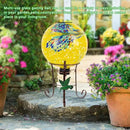 10" Diameter Solar Gazing Ball and 8.5" Metal Stand Indoor Outdoor Glass Globe Sphere Yard Art Ornament Solar Gazing Balls for Garden,Lawn,Porch,Patio Gardening Gift for Women(Yellow) by CozyNest Decor