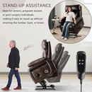 Dual Motor Power Lift Recliner Chair for Adult & Elderly, Infinite Position Lay Flat Lift Chair with Heat & Massage, Cup Holder, Lumbar Pillow, Wireless Charger, USB Ports, Leather (Brown) by CozyNest Decor