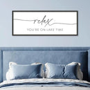 SRSZHIYUE Relax You're On Lake Time Wall Decor Above Bed Sign 40"×15" for Lake House Bedroom Over Bed Large Wood Framed Hanging Art (Black) by CozyNest Decor