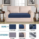 H.VERSAILTEX Super Stretch Individual Seat Cushion Covers Sofa Covers Couch Cushion Covers Slipcover Sets Thick Jacquard Textured Twill Fabric (1 Piece Loveseat Cushion Cover, Navy) by CozyNest Decor