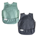 Tiny Twinkle Mess Proof Apron Bibs - 2 Pack Waterproof & Lightweight Baby Bibs for Led Weaning | 100% Recycled Polyester, Easy Clean & Machine Washable (Sage Charcoal,Small 6-24 Months) by TinyTreasures Baby Boutique
