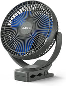 xasla 10000mAh Portable Rechargeable Clip on Fan, 8 inch Battery Operated Fan, 24 Hours Work Time, 4 Speeds Personal Fan, Ideal for Outdoor Camping Golf Cart Home Office Blue by TinyTreasures Baby Boutique