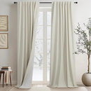 Country Farmhouse Style 94 Inch Curtains for Living Room Drape Back Tab Beige Linen Blackout Earthy Curtain Noise Reduction Light Blocking Cooling Window Treatment 2 Panel Burg Sunroom Bedroom 94 Long by CozyNest Decor