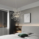 Modern Small Chandeliers, Sputnik Sunflower Crystal Beaded Hanging Lamps, Round Chrome Dandelion Pendant Light for Kitchen Island Bathroom Bedroom Entryway (Chrome 8Lights) by CozyNest Decor