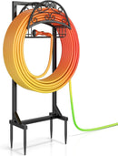 Garden Hose Holder – Freestanding Water Hose Holder with Storage Basket, Sturdy Metal Hose Stand and Hanger, Heavy-Duty Garden Hoses Storage Rack for Outside, Supports 151FT by GreenHaven Gardens