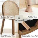 Mid Century Dining Chairs Set of 4, Accent Rattan Side Chairs Sherpa Fabric Kitchen Chair with Solid Wooden Legs for Living Room Dining Room, White by CozyNest Decor