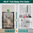 Fairy Baby 40.5" Extra Tall Baby Gate for Stairs, 65.8"-72.2" Extra Wide Long Dog Pet Gate Indoor for House, Safety Child Toddler Gate, Metal Auto Close Doggie Puppy Gates Barrier for Doorway, Black by TinyTreasures Baby Boutique