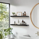 Floating Wall Shelves 2-Pack - Rustic Black 16-inch Wooden Wall Shelves for Storage and Décor, Multi-Functional and Easy to Install for Living Room, Bedroom, and Kitchen by CozyNest Decor