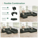 HONBAY Modular Sectional Sofa with Storage Corduroy Sectional Sleeper Sofa Modular Sectional Couches for Living Room,Green by CozyNest Decor