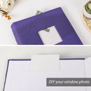 RECUTMS Photo Album with Memo Hold 100 4x6 Photos with Memo Areas, Slip in Pockets PU Leather Cover Small Photo Book with Front Window for Memories Couple Kids Family Pictures (Purple) by TinyTreasures Baby Boutique