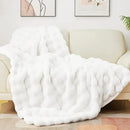 Latepis White Faux Fur King Blanket Cozy Bubble Blanket Soft Fuzzy Thick Living Room Blanket for Bed Sofa Bedroom Plush Fluffy Warm Blanket for All Seasons Luxury Throw Blanket 90x108 Inch, 860gsm by CozyNest Decor