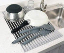 Surpahs Over Sink Foldable Multipurpose Roll-Up Dish Drying Rack, Silicone Wrapped Stainless Steel, Warm Gray, 20.5" x 13.1" by CozyNest Decor