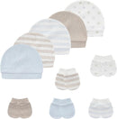 Baby Hat and Mittens Set Cotton Newborn Baby Hats Caps for Boys and Girls, 0-6 Months by TinyTreasures Baby Boutique