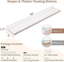 Axeman Floating Shelves for Wall, Rustic Elm Wood 48''W x 8" D Wall Shelf with Invisible Bracket, Large Long Wall Mounted Storage Shelves for Living Room, Bedroom, Kitchen, Bathroom Decor, White Wash by CozyNest Decor