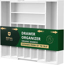 ROYAL CRAFT WOOD Luxury Bamboo Kitchen Drawer Organizer - Silverware Organizer - Utensil Holder and Cutlery Tray with Grooved Drawer Dividers for Flatware and Kitchen Utensils (9 Slot, White) by CozyNest Decor