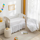 PINNKKU 3-Piece Crib Bedding Set for Boy Girls, Includes Crib Skirt, Blanket and Sheet, Baby Bedding, Pintuck Pinch Pleat White by TinyTreasures Baby Boutique