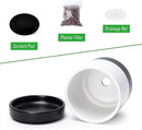 D'vine Dev 4.6 Inch Ceramic Planter Pot with Drainage Hole and Saucer, Indoor Cylinder Round Planter Pot, Layered Monochrome Black & White, 94-O-B-L by GreenHaven Gardens