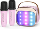 FLUESTON Mini Karaoke Machine for Kids Adults, Portable Bluetooth Speaker with 2 Wireless Microphones, Birthday Kids Gifts Toys for Girls Ages 3, 4, 5, 6, 7, 8, 9,10,11,12+ Years Old by TinyTreasures Baby Boutique