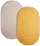 Bassinet Sheet for Baby Boy and Girl 2 Pack, Fitted Sheets for Rectangle, Oval, Hourglass Bassinet Mattress, Muslin Moses Basket Sheets with Neutral Style (Beige & Mustard Yellow) by TinyTreasures Baby Boutique