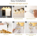 Modern Bathroom Vanity Light 3-Lights Black Gold Crystal Bathroom Wall Light Vanity Light Fixtures，20.47-inch Modern Minimalist Design by CozyNest Decor