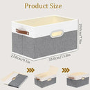 Yawinhe Fabric Storage Baskets, Foldable Closet Organizer for Shelves, Large Boxes with 3 Handles, Canvas Bins for Clothes, White/Grey, 12.99''Lx9.05''Wx7.87''H, 4-Pack by CozyNest Decor