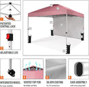 CROWN SHADES 10x10 Pop Up Canopy with 1 Side Wall - Beach Tent with One Push Setup - Outdoor Sun Shade for Events, Parties, Camping - Gazebo with STO-N-Go Cover Bag (Pink) by GreenHaven Gardens